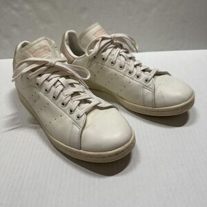 Adidas Stan Smith Shoes Womens Size 10.5 White Pink Leather Tennis‎ Sneakers